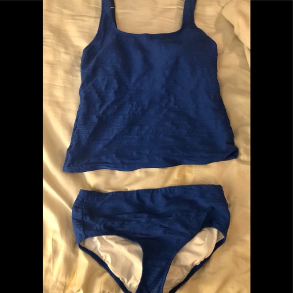 Lands End  2 piece tankini- size 12 - beautiful ultramarine blue.  NWOT - Picture 1 of 3